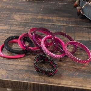 Pink and Black Bangle Set
